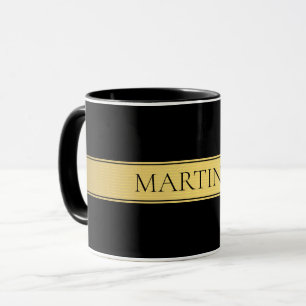 Elegante falsche Goldstreifen & schwarzer Hintergr Tasse