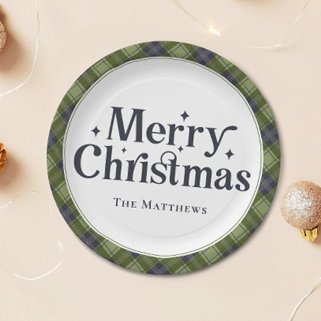 Elegante Familie Frohe Weihnachten Party Klassisch Pappteller (Von Creator hochgeladen)