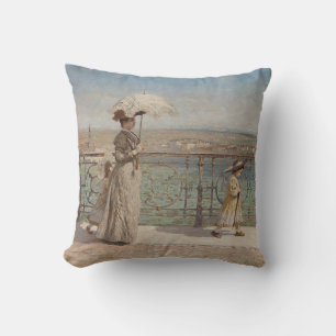 Elegante Familie Wandern an einer Brücke in Italie Kissen