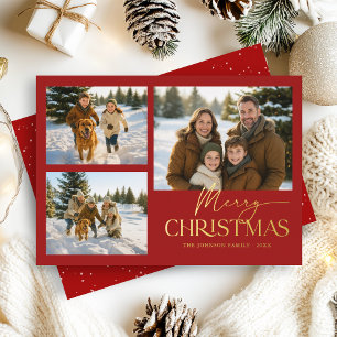 Elegante Familienfoto Collage Frohe Weihnachten Go Folien Feiertagskarte