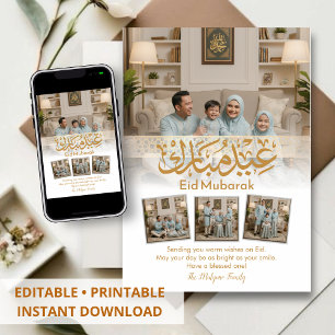 Elegante Familienfoto-Eid-Mubarak-Karte Feiertagskarte