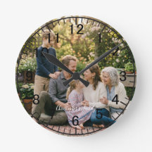 Elegante Familienfoto-Runduhr Personalisiert