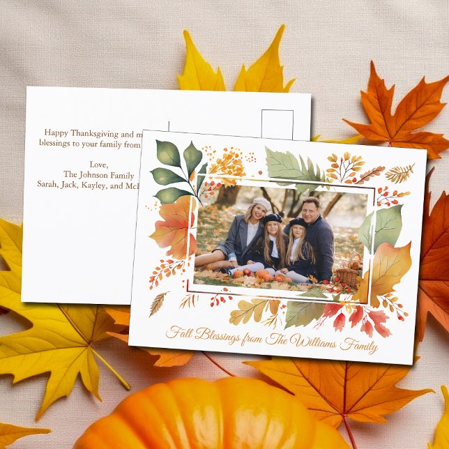Elegante Family Erntedank Foto Herbstlaube Postkarte (Von Creator hochgeladen)