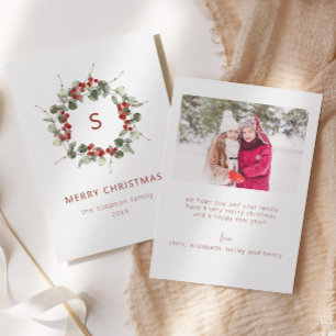 Elegante Family Initial Foto Weihnachtskarte Einladung