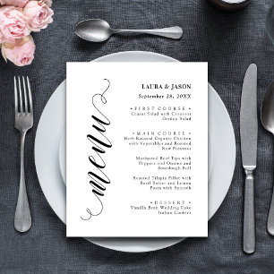 Elegante Fancy-Script-Hochzeits-Menükarte für den