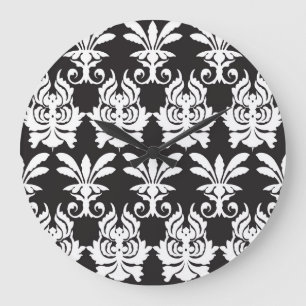 Elegante Fanmotive in Golden Art Deco. Große Wanduhr