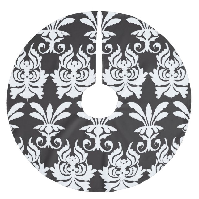 Elegante Fanmotive in Golden Art Deco. Polyester Weihnachtsbaumdecke (Vorderseite)