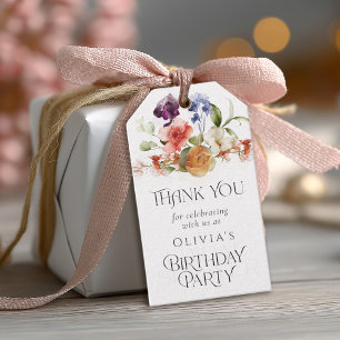 Elegante Fantasy-Blumen-Geburtstags-Dankeschön Geschenkanhänger