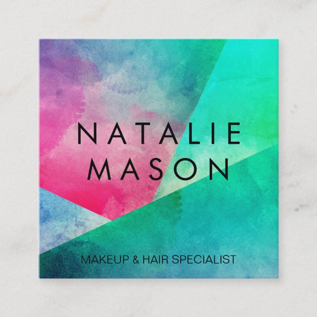 Elegante Farbblöcke Quadratische Visitenkarte (Vorderseite)
