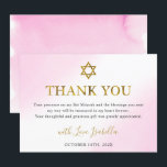 Elegante Farbe Pastel Pink Gold Bat Mitzvah Dankeskarte<br><div class="desc">Elegante Aquarellfarben Pastellfarben Rosa Gold Bat Mitzvah Dankeschön Karte</div>