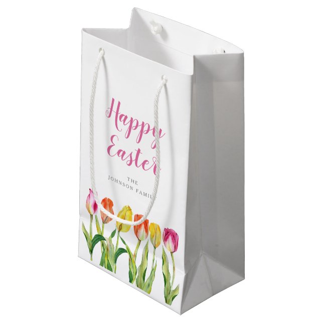 Elegante Farben Blumen Kleine Geschenktüte (Vorderseite Schrägansicht)