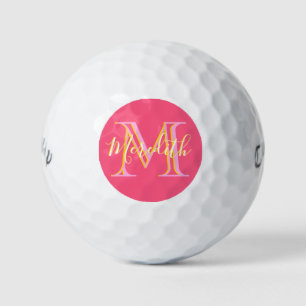 Elegante Farben Lilacs Gold Custom Monogram Name Golfball