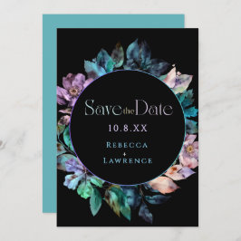 Elegante farbenfrohe Blumen schwarze Hochzeit Save The Date
