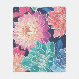 Elegante farbenfrohe Dahlia-Blume auf dunklem Hint Fleecedecke