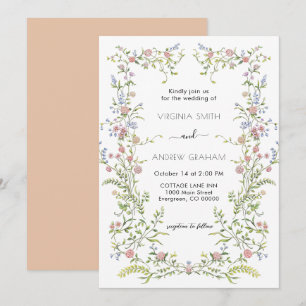Elegante farbenfrohe Frühlingshochzeit Wildblume Einladung