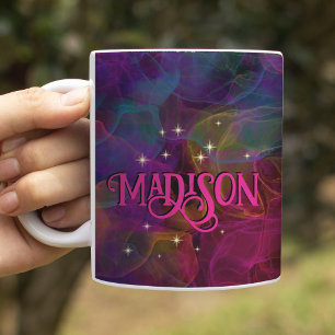 Elegante farbenfrohe Glitzer Rauch Monogramm Kaffeetasse