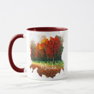 Elegante farbenfrohe Herbstwälder Aquarellmalerei Tasse
