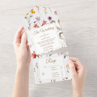 Elegante farbenfrohe Hochzeit der Wildblume All In One Einladung
