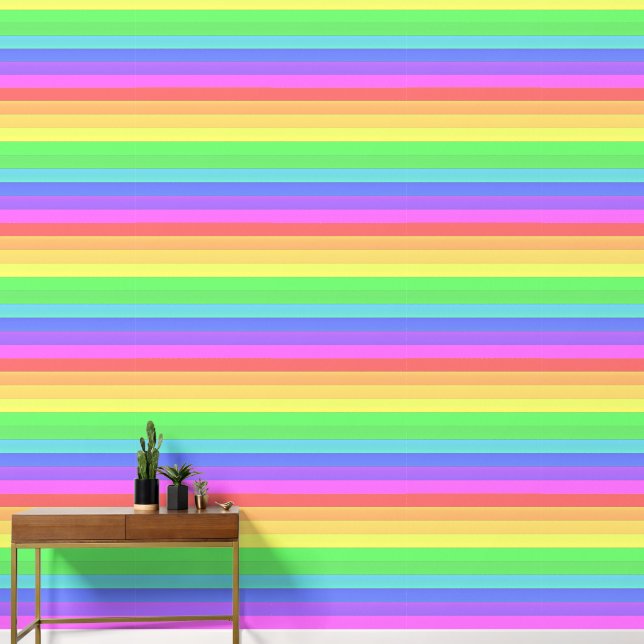 Elegante, farbenfrohe, horizontale Regenbogenstrei Tapete (Korridor)