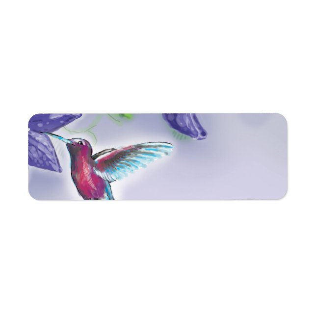 elegante farbenfrohe Kolibri und violette Blumen (Vorne)