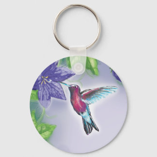 elegante farbenfrohe Kolibri und violette Blumen Schlüsselanhänger