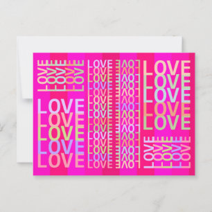 Elegante, farbenfrohe "LIEBE" auf Hot Pink und Red Postkarte