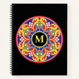 Elegante farbenfrohe Mandala Monogram Back to Scho Notizbuch
