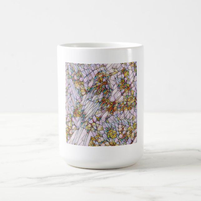 Elegante Farbenfrohe Mosaike Illustrierte Vogelkun Kaffeetasse (Mittel)