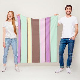 Elegante farbenfrohe Pastellstreifen Rosa grüne Br Fleecedecke