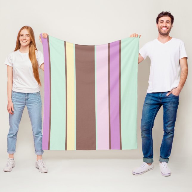 Elegante farbenfrohe Pastellstreifen Rosa grüne Br Fleecedecke (Beispiel)