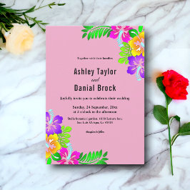 Elegante farbenfrohe Rose Boho Pink Blumenhochzeit Einladung