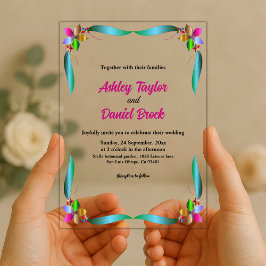 Elegante farbenfrohe Rose Shiny Moderne Blumenhoch Acryleinladungen