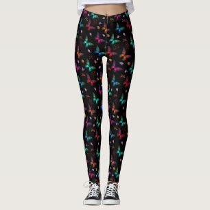 Elegante farbenfrohe Schmetterlinge auf schwarz Leggings