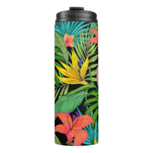 Elegante farbenfrohe Sommer-Tropical Floral Blätte Thermosbecher