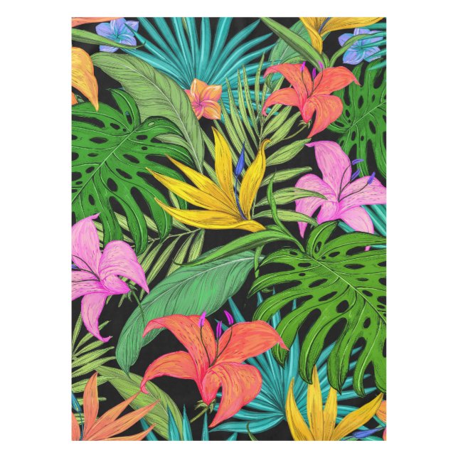 Elegante farbenfrohe Sommer-Tropical Floral Blätte Tischdecke (Vorderseite)