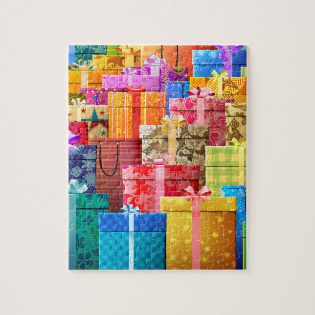 Elegante farbenfrohe stilvolle Weihnachtsgeschenke Puzzle (Vertikal)