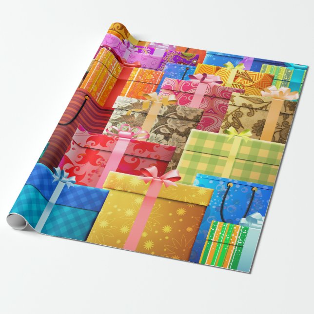 Elegante farbenfrohe Weihnachtsgeschenke Wrapping  Geschenkpapier (Ungerollt)