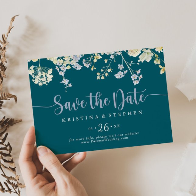 Elegante farbenfrohe Wildblume Horizontal Hochzeit Save The Date (Von Creator hochgeladen)