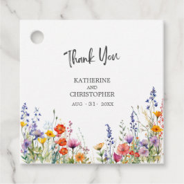 Elegante farbenfrohe Wildblumen Hochzeit Vielen Da Geschenkanhänger