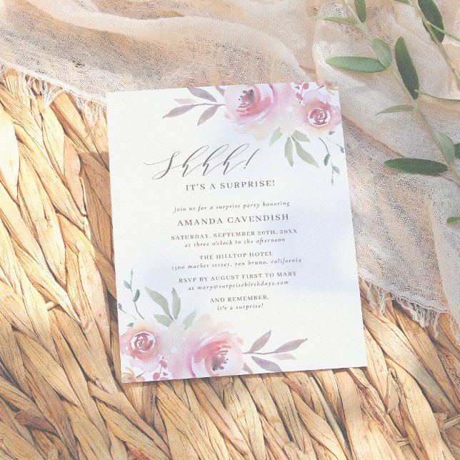 Elegante farbige Blumenüberraschung Geburtstagspar Einladungspostkarte (Von Creator hochgeladen)