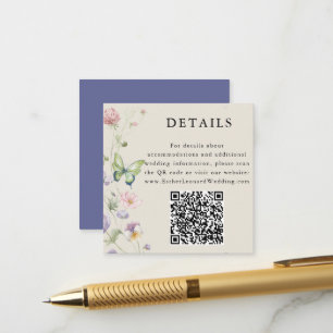 Elegante Farbige Frühlingswildblumen-QR-Code-Detai Begleitkarte