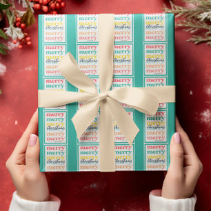 Elegante Farbige Grün Gold Sterne Frohe Weihnachte Geschenkpapier