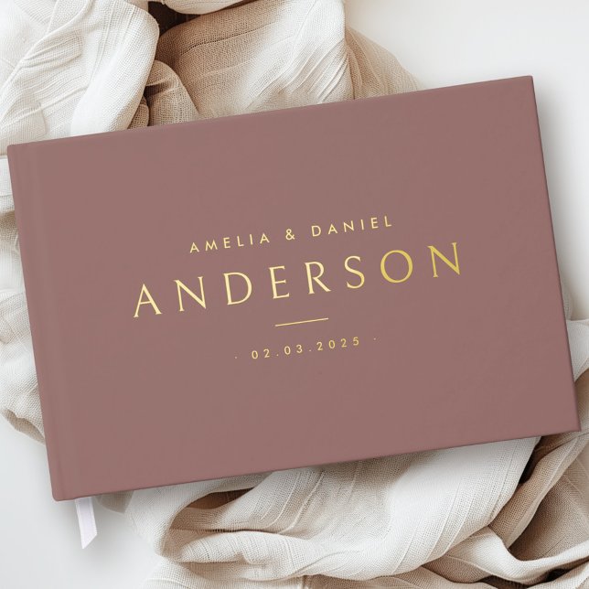 Elegante farbige Hochzeitnamen und datierte echte  Gästebuch (Elegant any color wedding names and date real foil guest book)