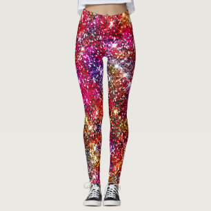 Elegante farbige Imitate Glitzer Monogramm Legging Leggings