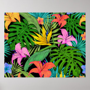 Elegante Farbige Sommer-Tropische Florale Blätter Poster