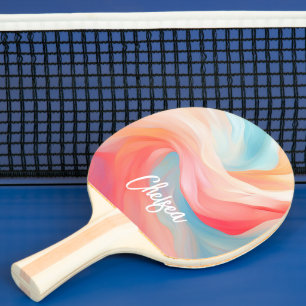 Elegante farbige Waves Skriptname Tischtennis Schläger