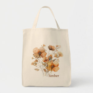 Elegante farbige Wildblume Botanisches Monogramm Tragetasche