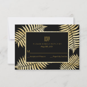 Elegante Faux-Goldblatt-Farn-Hochzeits-RSVP RSVP Karte