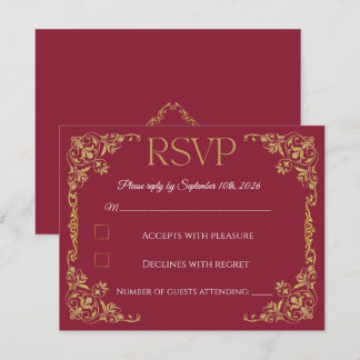 Elegante Faux-Goldfolie-Botanical-RSVP-Hochzeit RSVP Karte