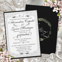 Elegante Faux-Prägung-Kalligrafie - Weiß/Schwarz